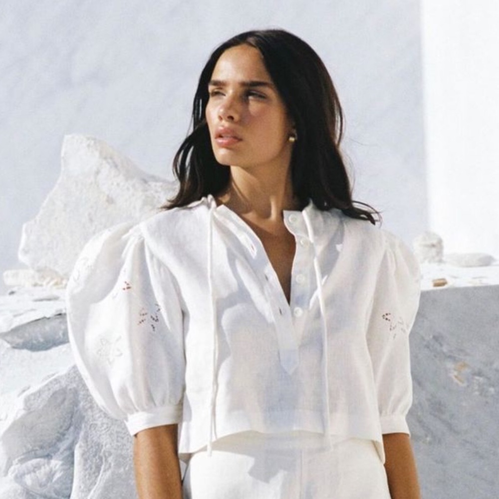 Sir The Label Alena pouf linen top